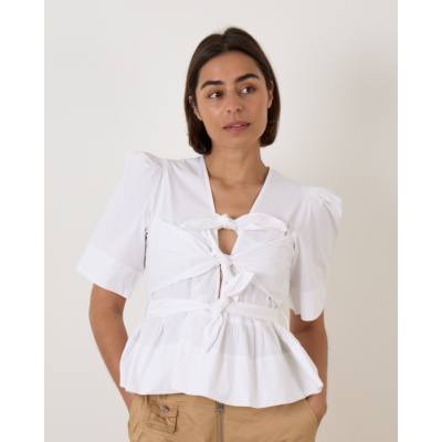 Ganni Peplum Blouse Bright White