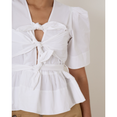 Ganni Peplum Blouse Bright White
