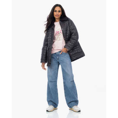 Ganni Quilt Midi Jacket Black