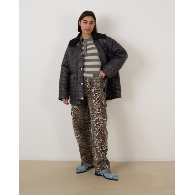 Ganni Quilt Midi Jacket Black