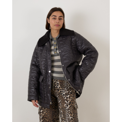 Ganni Quilt Midi Jacket Black