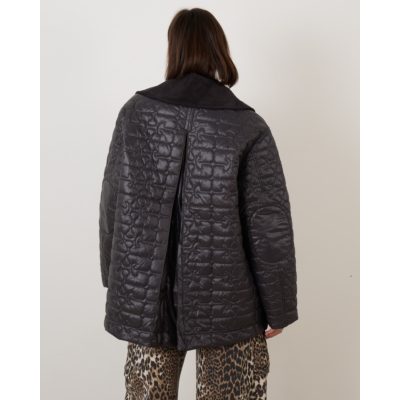Ganni Quilt Midi Jacket Black