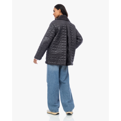 Ganni Quilt Midi Jacket Black