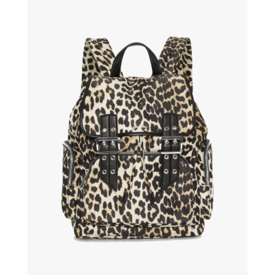 Ganni Leopard Bucky Nylon Backpack