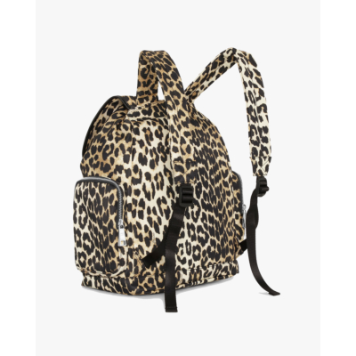 Ganni Leopard Bucky Nylon Backpack