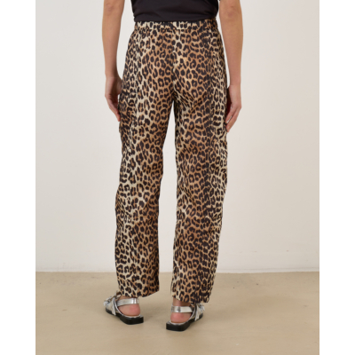 Ganni Leopard Duchesse Nylon Cargo Trousers