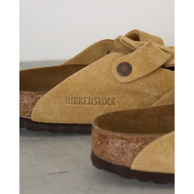 Birkenstock Boston suède instappers Latte Cream