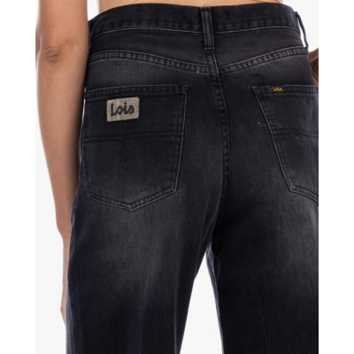 Lois Skater Loose Wide Leg Jeans Verwassen Zwart L32