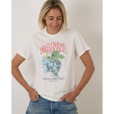 Ganni T-shirt print Egret