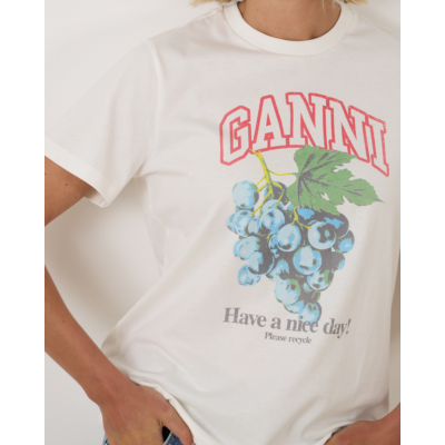 Ganni T-shirt print Egret