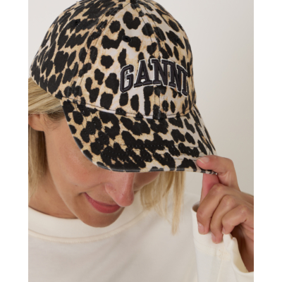 Ganni Canvas Cap Leopard
