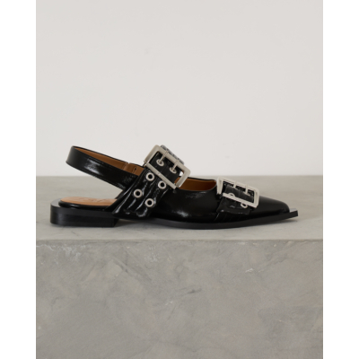 Ganni Chunky Feminine Buckle Ballerina Black