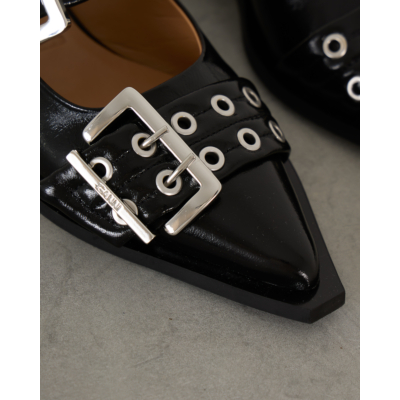 Ganni Chunky Feminine Buckle Ballerina Black