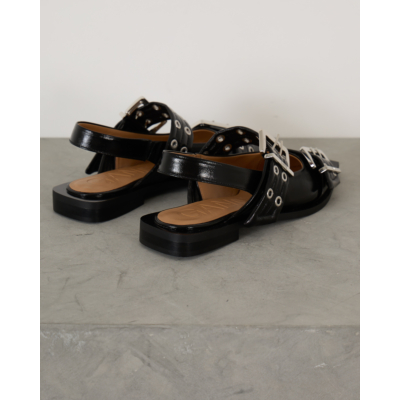 Ganni Chunky Feminine Buckle Ballerina Black