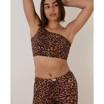 Love Stories Kaia One-shoulder sports top Leopard