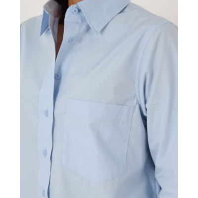 Closed blouse lange mouw 585 bleu
