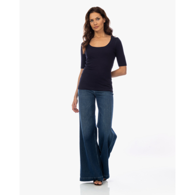 Closed Rib T-shirt met Lage Hals Dark Night