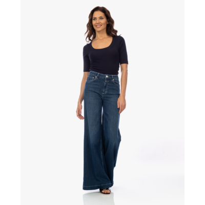 Closed Rib T-shirt met Lage Hals Dark Night