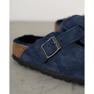 Birkenstock Boston Shearling Suede Instappers Navy