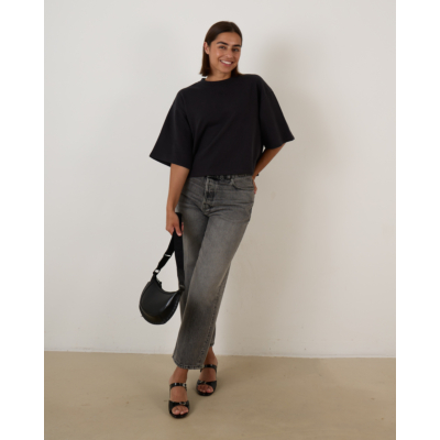 Anine Bing Myers Cropped Tee Framed Black