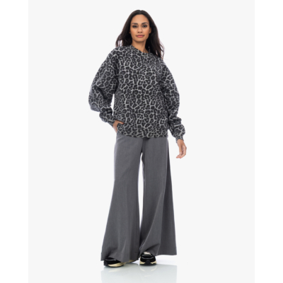 Anine Bing Miles crewneck sweater leopard print grijs