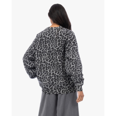 Anine Bing Miles crewneck sweater leopard print grijs