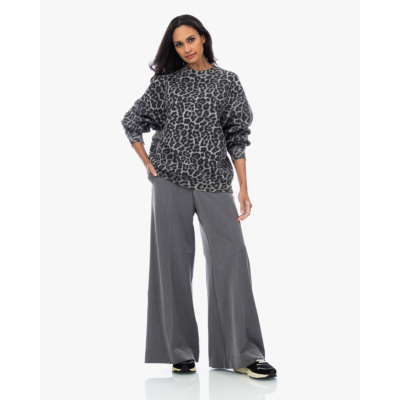 Anine Bing Miles crewneck sweater leopard print grijs