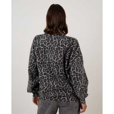 Anine Bing Miles crewneck sweater leopard print grijs