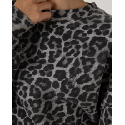 Anine Bing Miles crewneck sweater leopard print grijs
