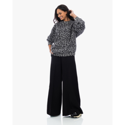 Anine Bing Miles crewneck sweater leopard print grijs