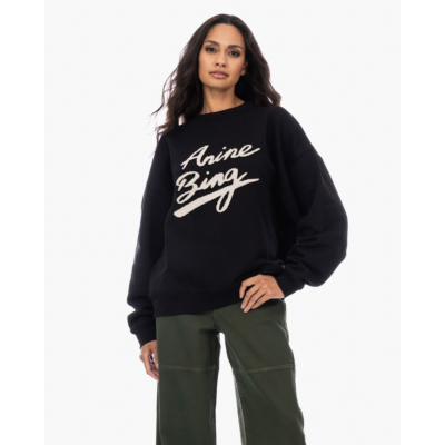 Anine Bing Miles Chenille Signature Sweater Zwart