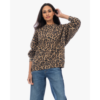 Anine Bing Miles Leopard Sweater Bruin