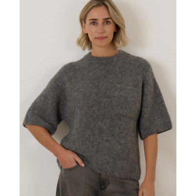 Closed Korte Mouw Trui Antraciet