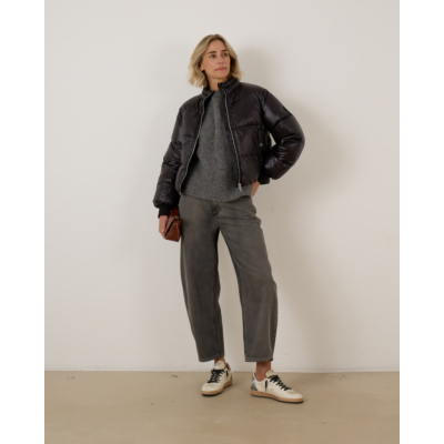 Closed Korte Mouw Trui Antraciet