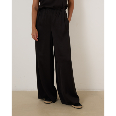 Drykorn Tweezer Wijde Pantalon Satijn Donker Bruin L34