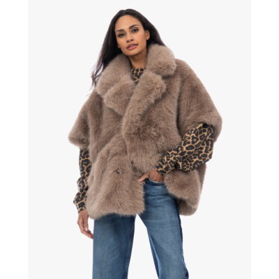 Alter Ego Elin Mantel Faux Fur Taupe