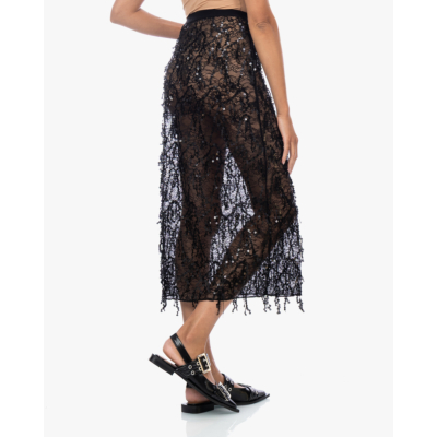 Love Stories Midi Rok Sequine Sheer Zwart