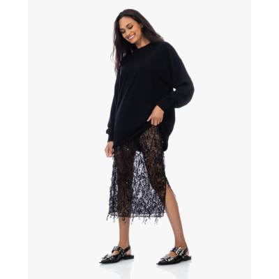 Love Stories Midi Rok Sequine Sheer Zwart