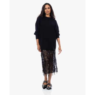 Love Stories Midi Rok Sequine Sheer Zwart
