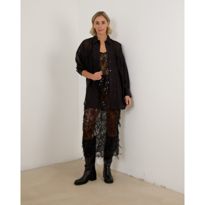 Love Stories Midi Rok Sequine Sheer Zwart