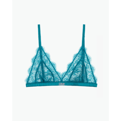 Love Stories Love Lace Delicate Triangle Bralette Teal Blue