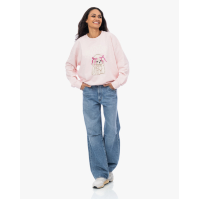 Ganni Poodle crewneck sweater roze