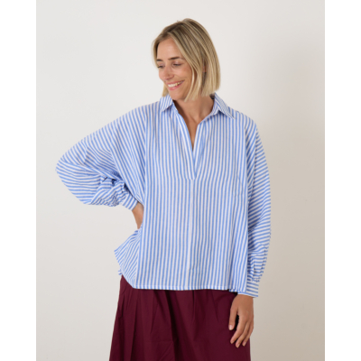 Ame Antwerp Madonna Gestreepte Pullover Blouse Blauw