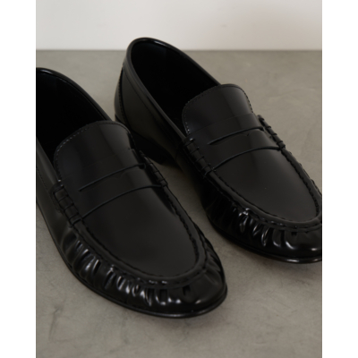 Posa Penny Loafer Wrinkle Polished Black