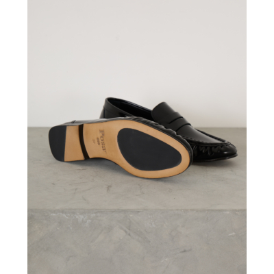 Posa Penny Loafer Wrinkle Polished Black