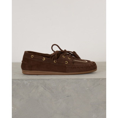 Posa Boat Loafer Fringe Dark Brown