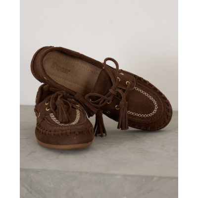 Posa Boat Loafer Fringe Dark Brown