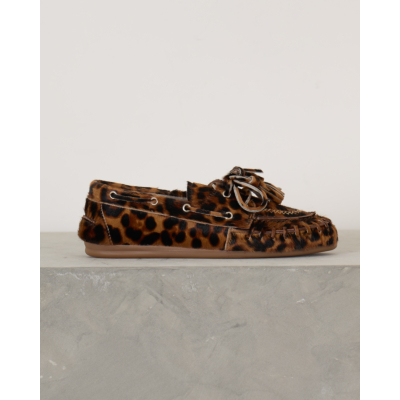 Posa Boat Loafer Fringe Leopard