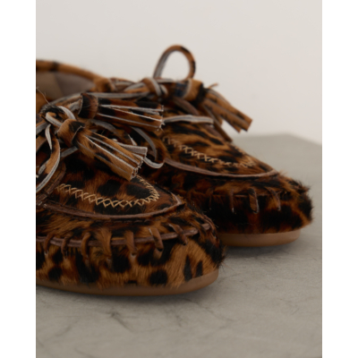 Posa Boat Loafer Fringe Leopard