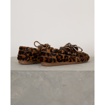 Posa Boat Loafer Fringe Leopard